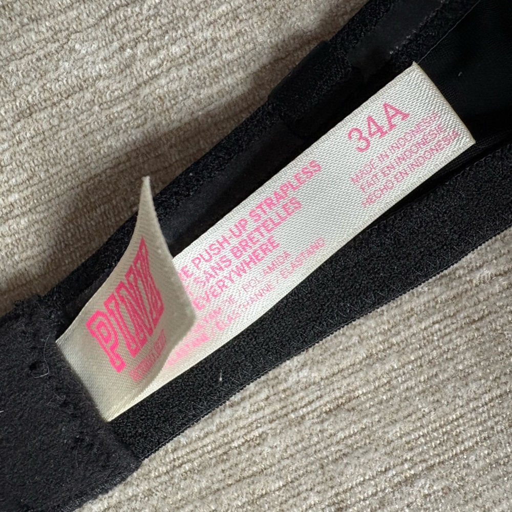 PINK Victoria's Secret Black Strapless Push-Up Bra 34A - Picture 5 of 6